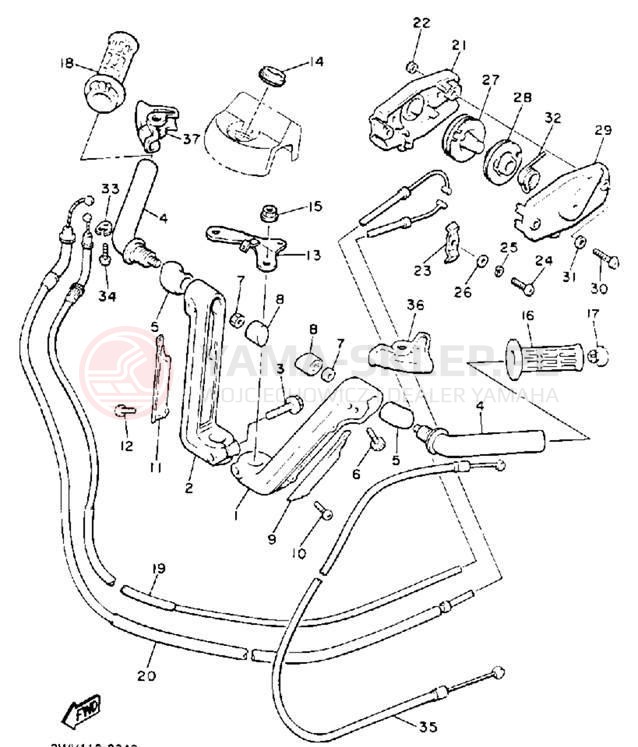 Schemat "Kierownica i osprzęt" do Yamaha XVZ13DD/XVZ13DDC