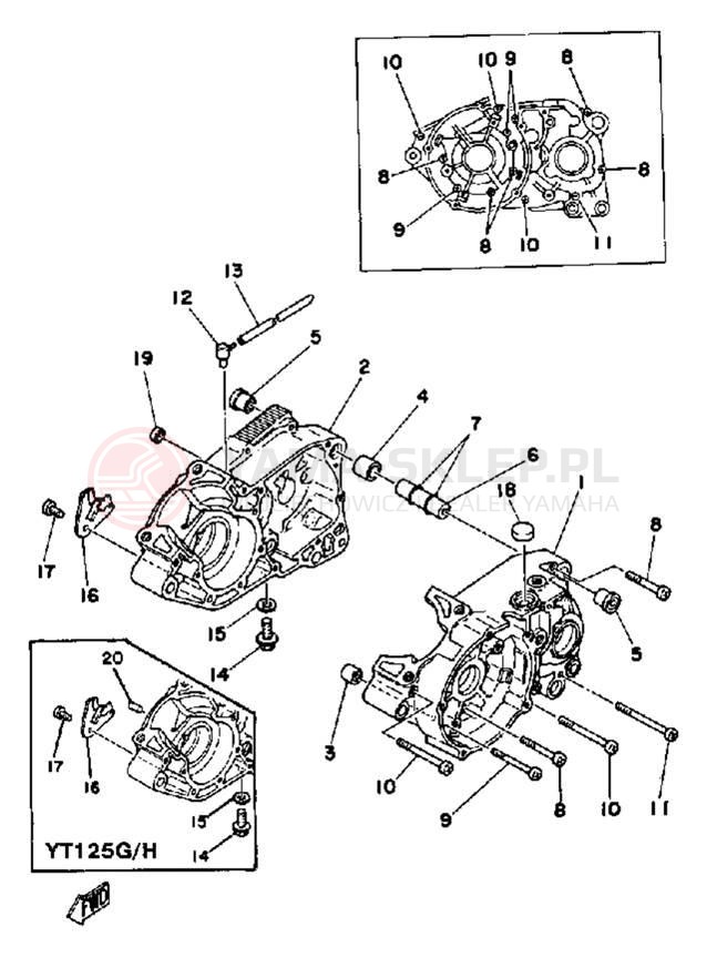 Schemat "Obudowa silnika" do Yamaha YT125J