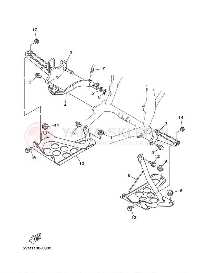 Schemat "Stopka postojowa i podnóżki" do Yamaha BLASTER YFS200V