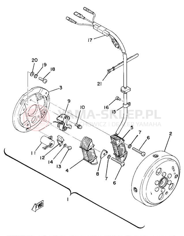 Schemat "Układ zapłonowy" do Yamaha TY250C