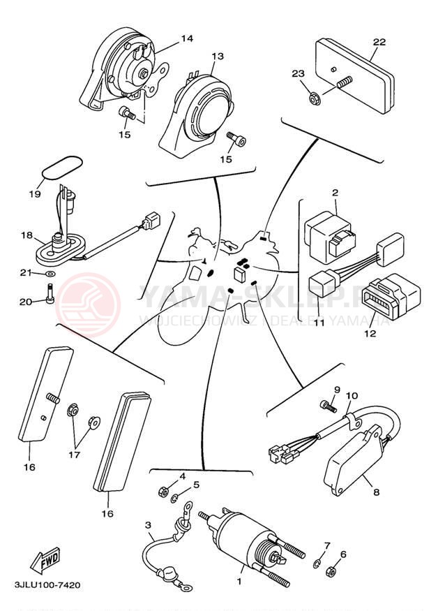 Schemat "układ elektryczny" do Yamaha VIRAGO 750 XV750J1/XV750JC1