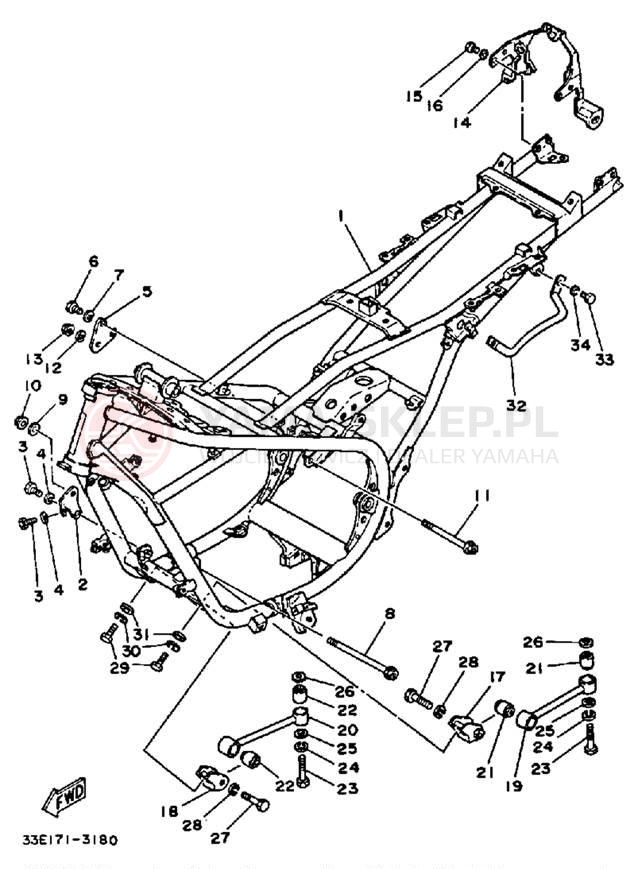 Schemat "rama" do Yamaha RZ350NCII/RZ350NC/RZ350N