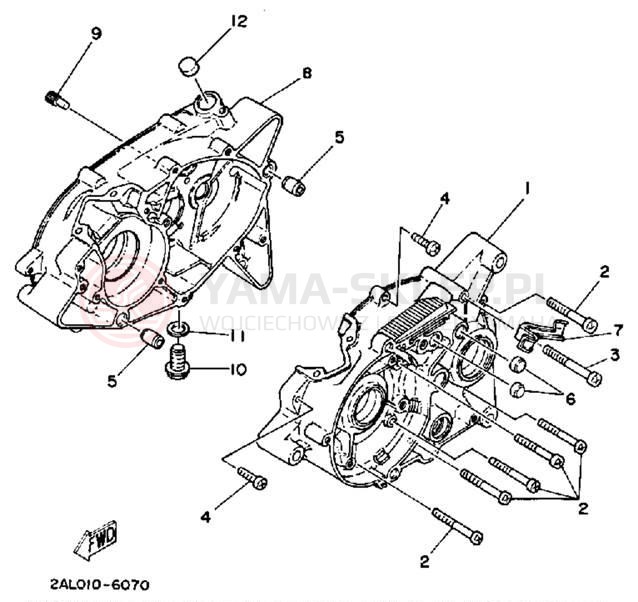 Schemat "Obudowa silnika" do Yamaha YSR50T