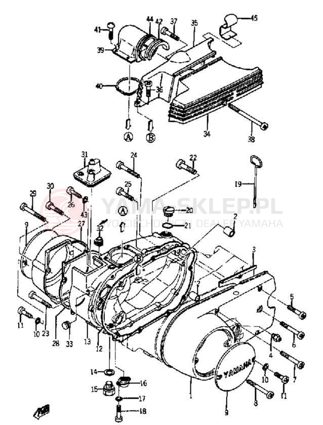 Schemat "Pokrywa silnika" do Yamaha YA6