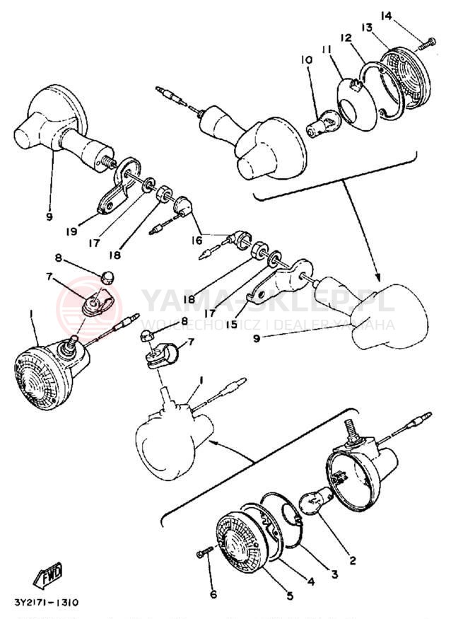 Schemat "kierunkowskazy" do Yamaha XT250K/XT250KC