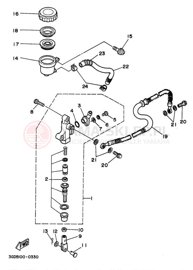 Schemat "Pompa hamulcowa tył" do Yamaha WARRIOR YFM350XKC/YFM350XK