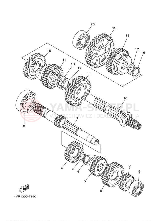 Schemat "Skrzynia biegów " do Yamaha V-STAR CUSTOM XVS650MC/XVS650M