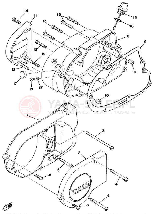 Schemat "Pokrywa silnika" do Yamaha RS100B