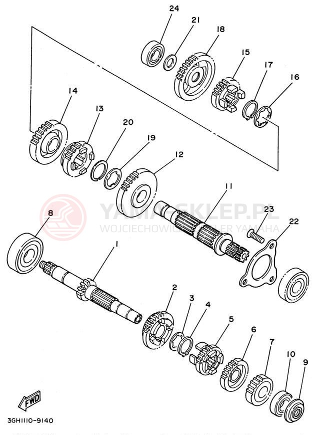 Schemat "Skrzynia biegów " do Yamaha YFB250H_MN/YFB250UH_M