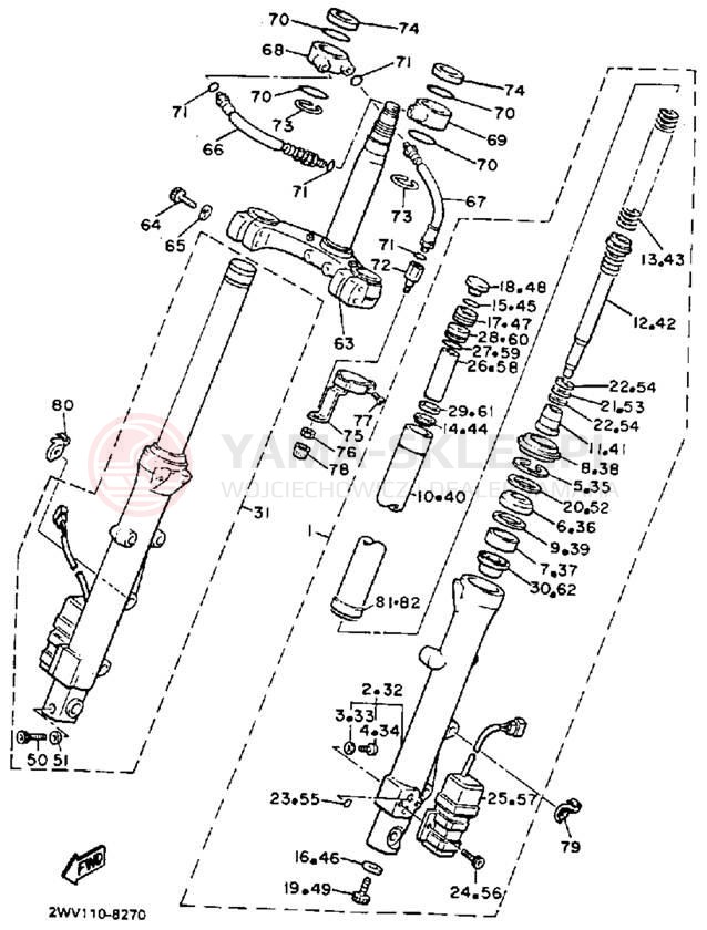Schemat "Amortyzatory przód" do Yamaha XVZ13U/XVZ13UC