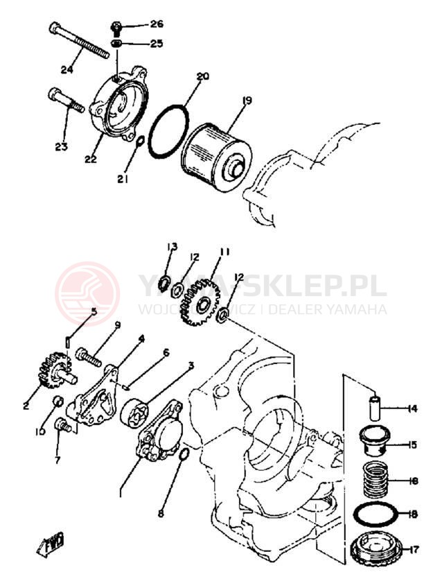 Schemat "Czujnik ciśnienia oleju" do Yamaha TT250H