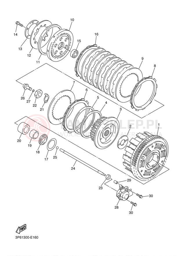 Schemat "sprzęgło" do Yamaha FJR1300A FJR13AXCB/FJR13AXB