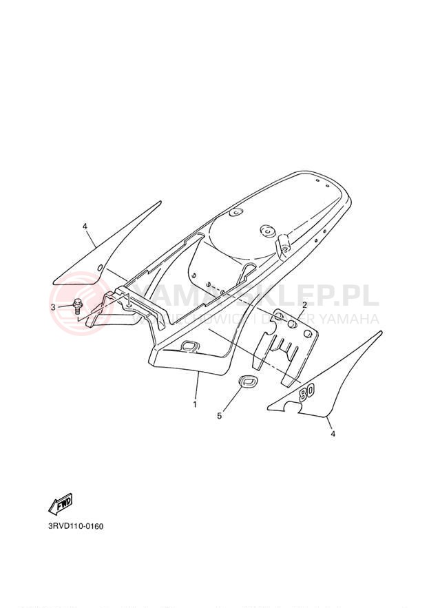 Schemat "Pokrywa boczna" do Yamaha Y-ZINGER PW80M1