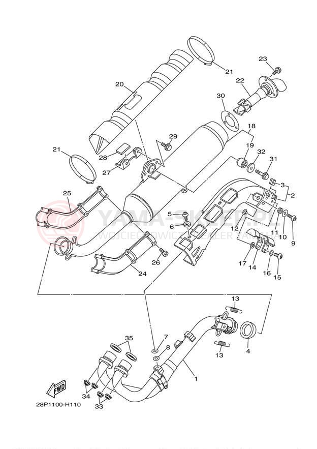 Schemat "Wydech końcowy" do Yamaha GRIZZLY 700 4WD YFM7FGAL