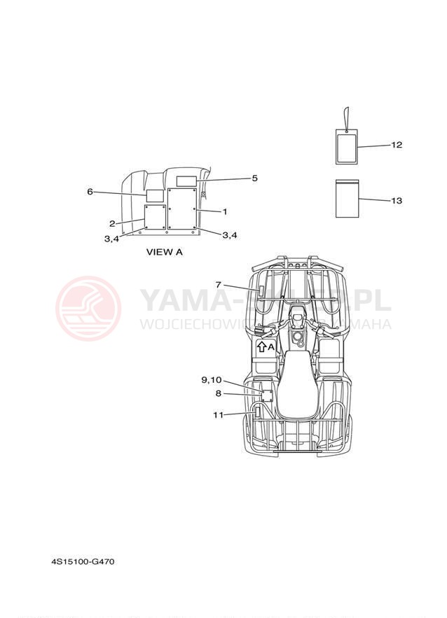 Schemat "naklejki" do Yamaha BIG BEAR 4WD HUNTER YFM40FBHB