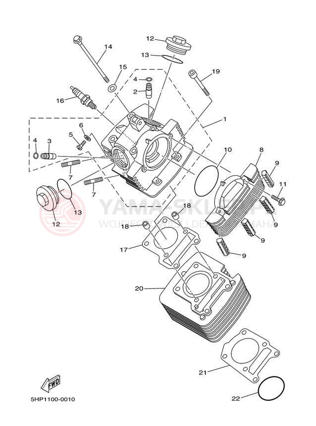 Schemat "cylinder" do Yamaha TT-R125E TTR125LES/TTR125ES