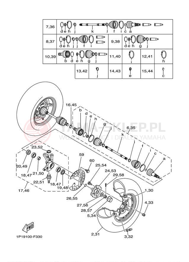 Schemat "Koło przód" do Yamaha GRIZZLY 400 YFM4FGW