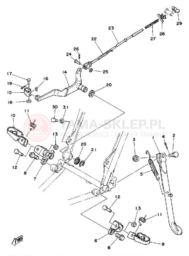 Schemat "Stopka postoj., dźw. Hamulca tył" do Yamaha IT250F