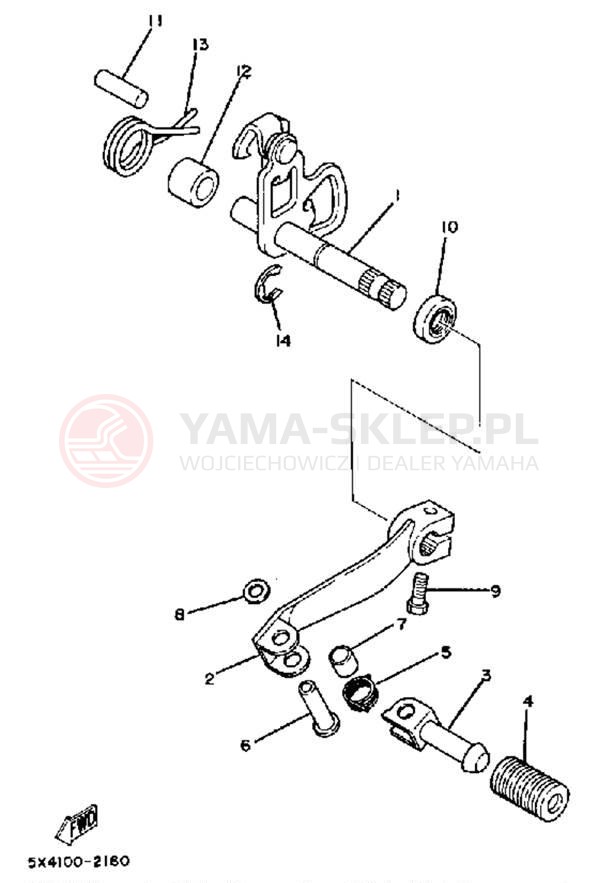 Schemat "Dźwignia zmiany biegów, wałek" do Yamaha YZ125J