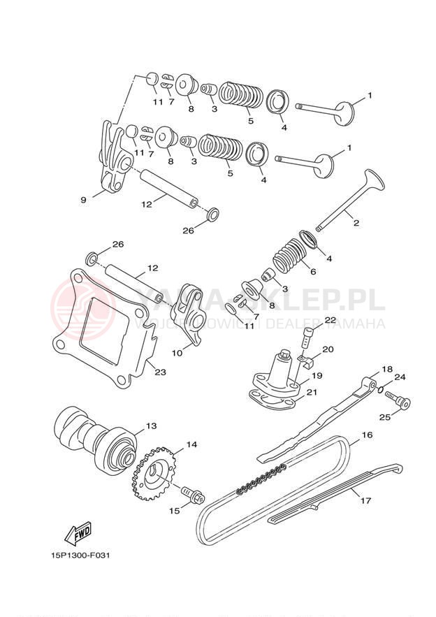 Schemat "zawory" do Yamaha ZUMA 50 YW50FDR/YW50FDB