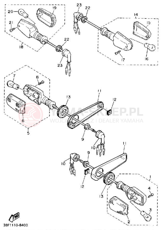 Schemat "kierunkowskazy" do Yamaha FZR400A
