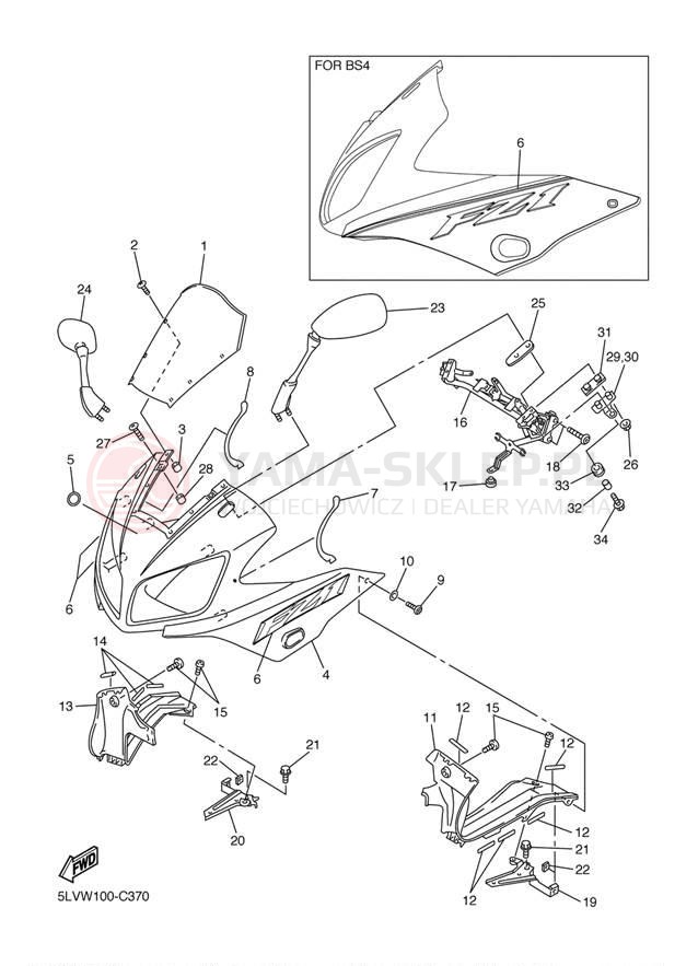 Schemat "elementy nadwozia" do Yamaha FZ-1 FZS1S/FZS1SC