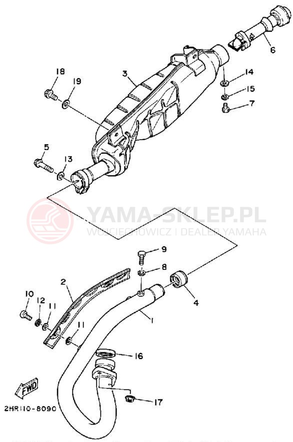 Schemat "Wydech końcowy" do Yamaha MOTO-4 YFM350ERD
