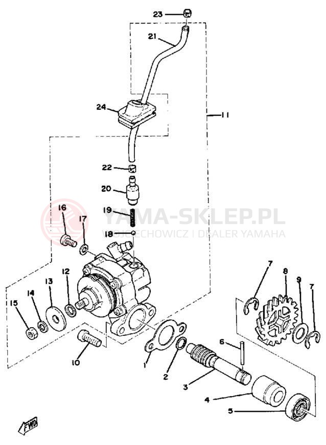 Schemat "Pompa olejowa" do Yamaha DT250E/DT400E