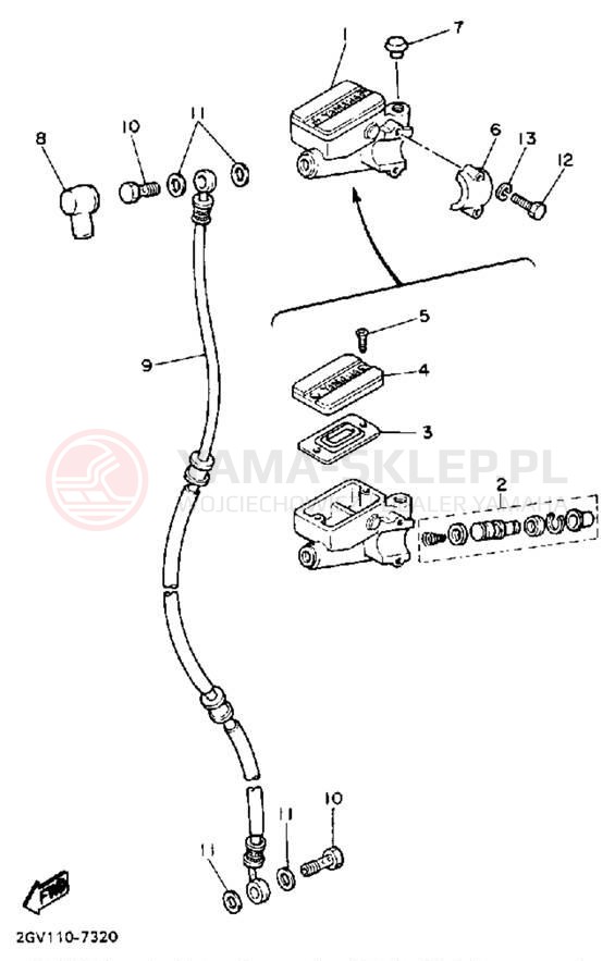 Schemat "Pompa hamulcowa przednia" do Yamaha VIRAGO 535 XV535U