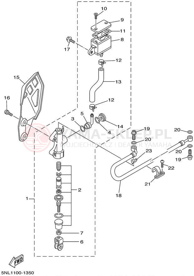 Schemat "Pompa hamulcowa tył" do Yamaha YZ250F YZ250FN