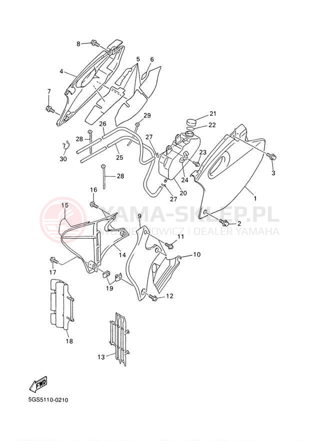 Schemat "Pokrywa boczna" do Yamaha WR400F WR400FM