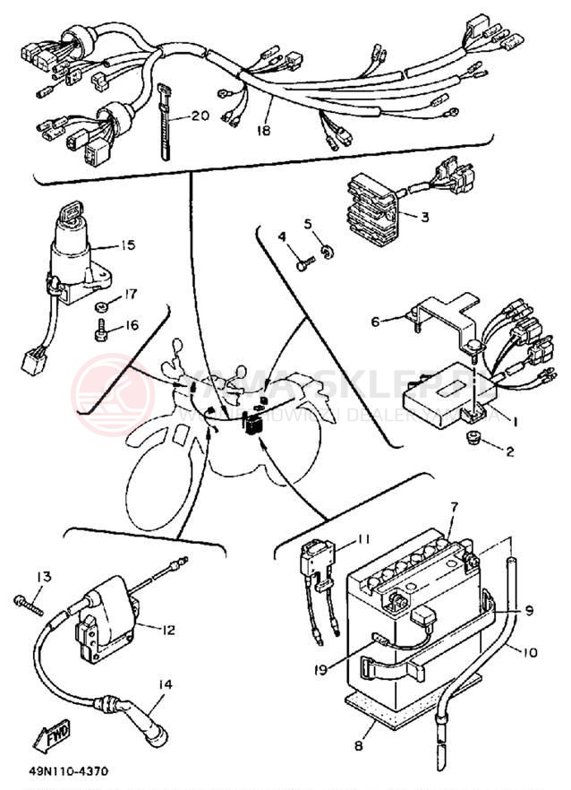 Schemat "układ elektryczny" do Yamaha XT600S/XT600SC