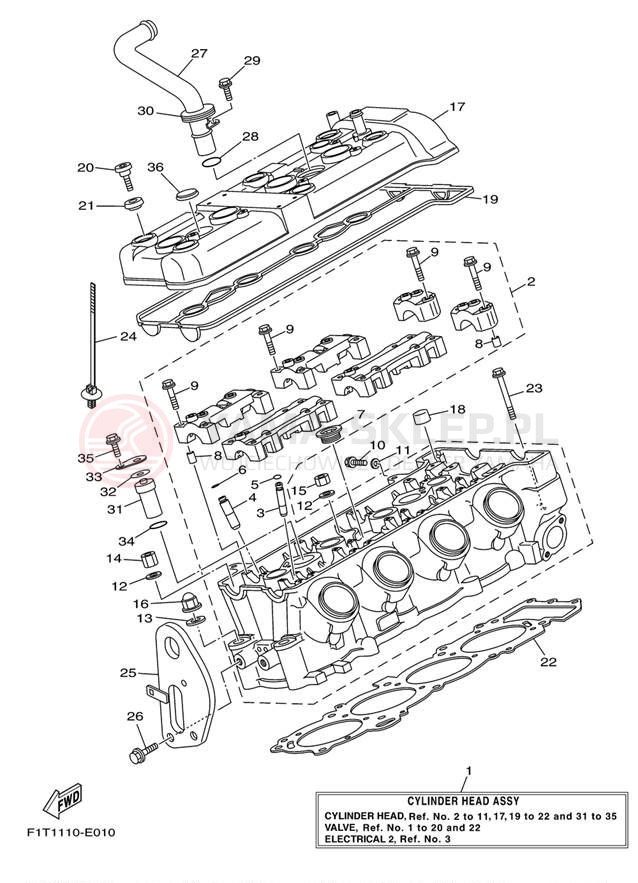 Schemat "głowica" do Yamaha AR210 FRT1100ALK