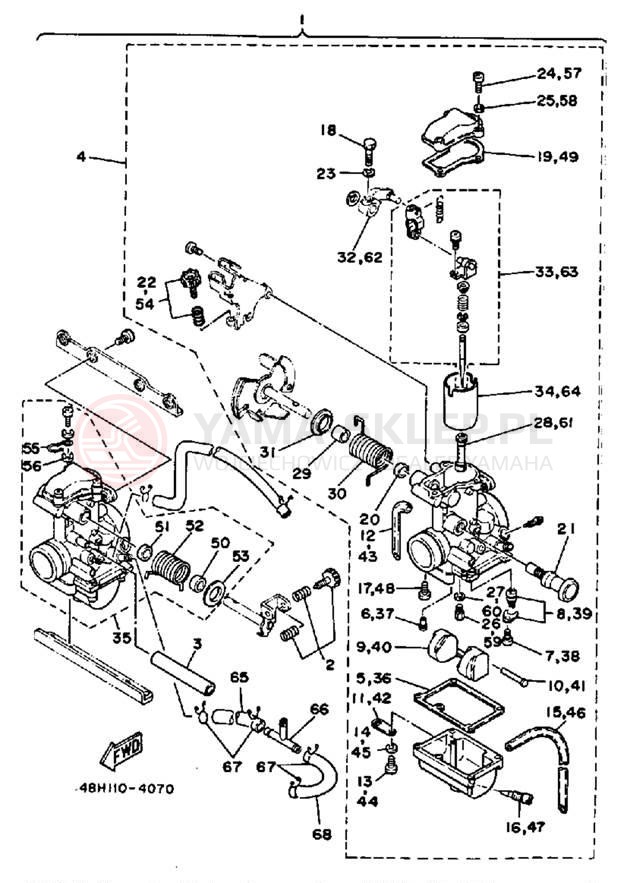 Schemat "Gaźnik" do Yamaha RZ350NCII/RZ350NC/RZ350N