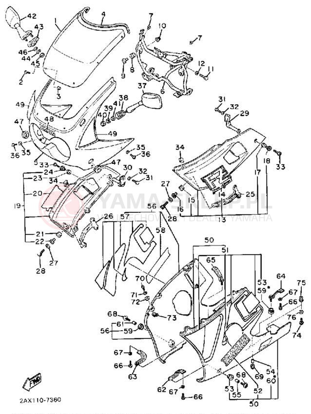 Schemat "Owiewki" do Yamaha FZ600UC/FZ600U