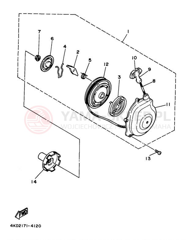 Schemat "rozrusznik" do Yamaha TIMBERWOLF 4WD YFB250FWJ