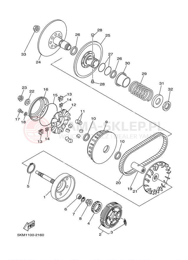 Schemat "sprzęgło" do Yamaha GRIZZLY 660 YFM660FP