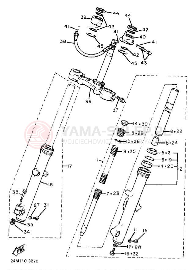 Schemat "Amortyzatory przód" do Yamaha XV920K