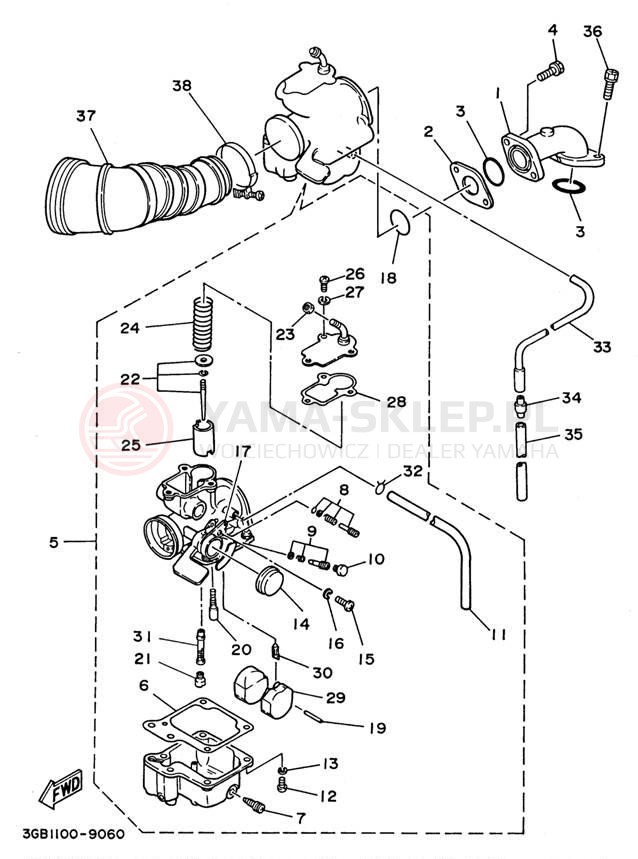 Schemat "Wtrysk paliwa" do Yamaha BADGER YFM80H