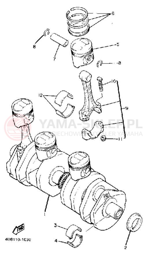 Schemat "Wał korbowy, tłok" do Yamaha XJ550RK