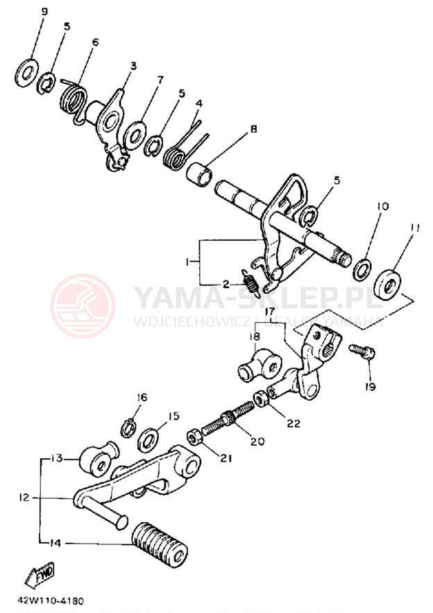 Schemat "Dźwignia zmiany biegów, wałek" do Yamaha VIRAGO 1100 XV1100TC/XV1100T