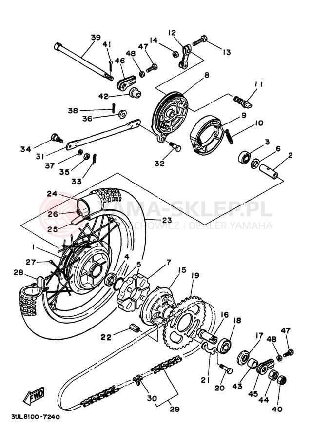 Schemat "Koło tył" do Yamaha RT100J