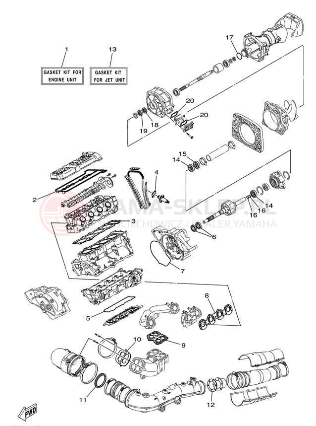 Schemat "Zestaw naprawczy" do Yamaha SR230 SRT1000D