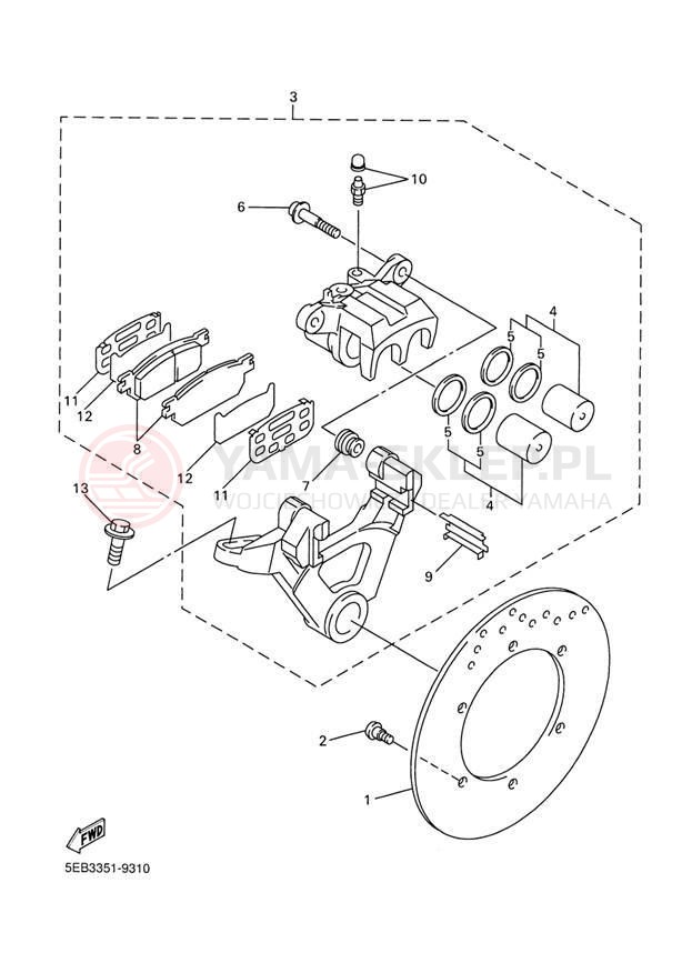Schemat "Zacisk hamulcowy tylny" do Yamaha R6 YZFR6LC/YZFR6L