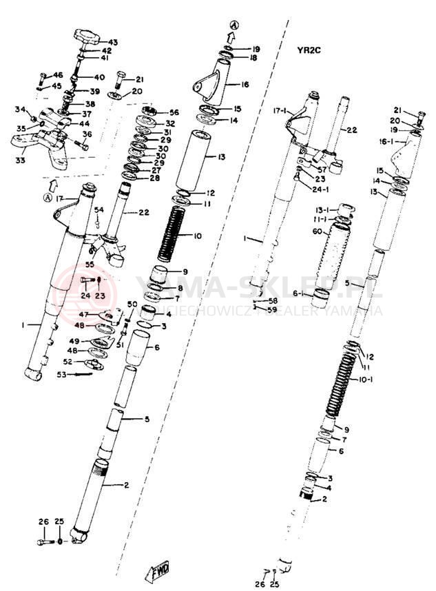 Schemat "Amortyzatory przód" do Yamaha YR1
