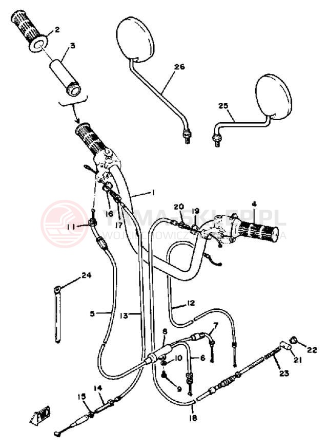 Schemat "Kierownica i osprzęt" do Yamaha LB50PH