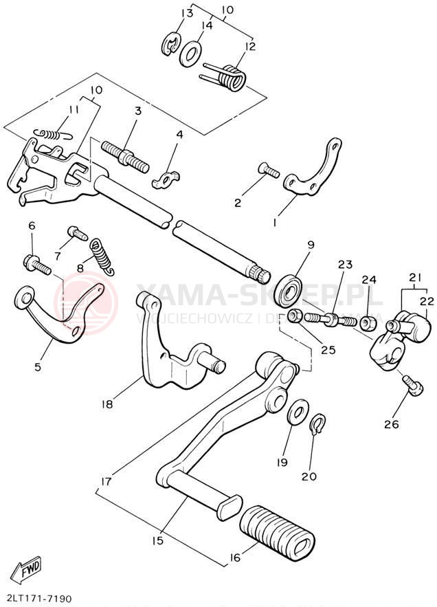 Schemat "Dźwignia zmiany biegów, wałek" do Yamaha V-MAX 1200 VMX12LC/VMX12L