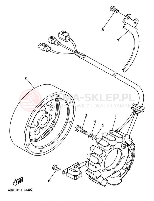 Schemat "prądnica" do Yamaha BIG BEAR 2WD YFM350UK