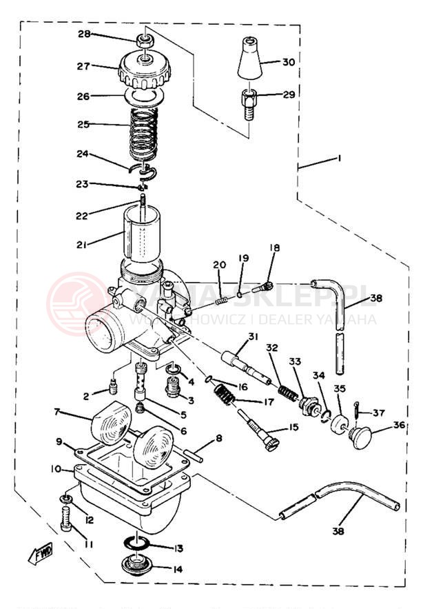 Schemat "Gaźnik" do Yamaha YZ80D