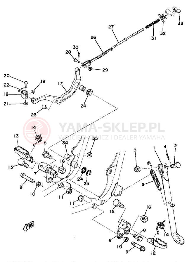 Schemat "Stopka postoj., dźw. Hamulca tył" do Yamaha IT400D/IT250D